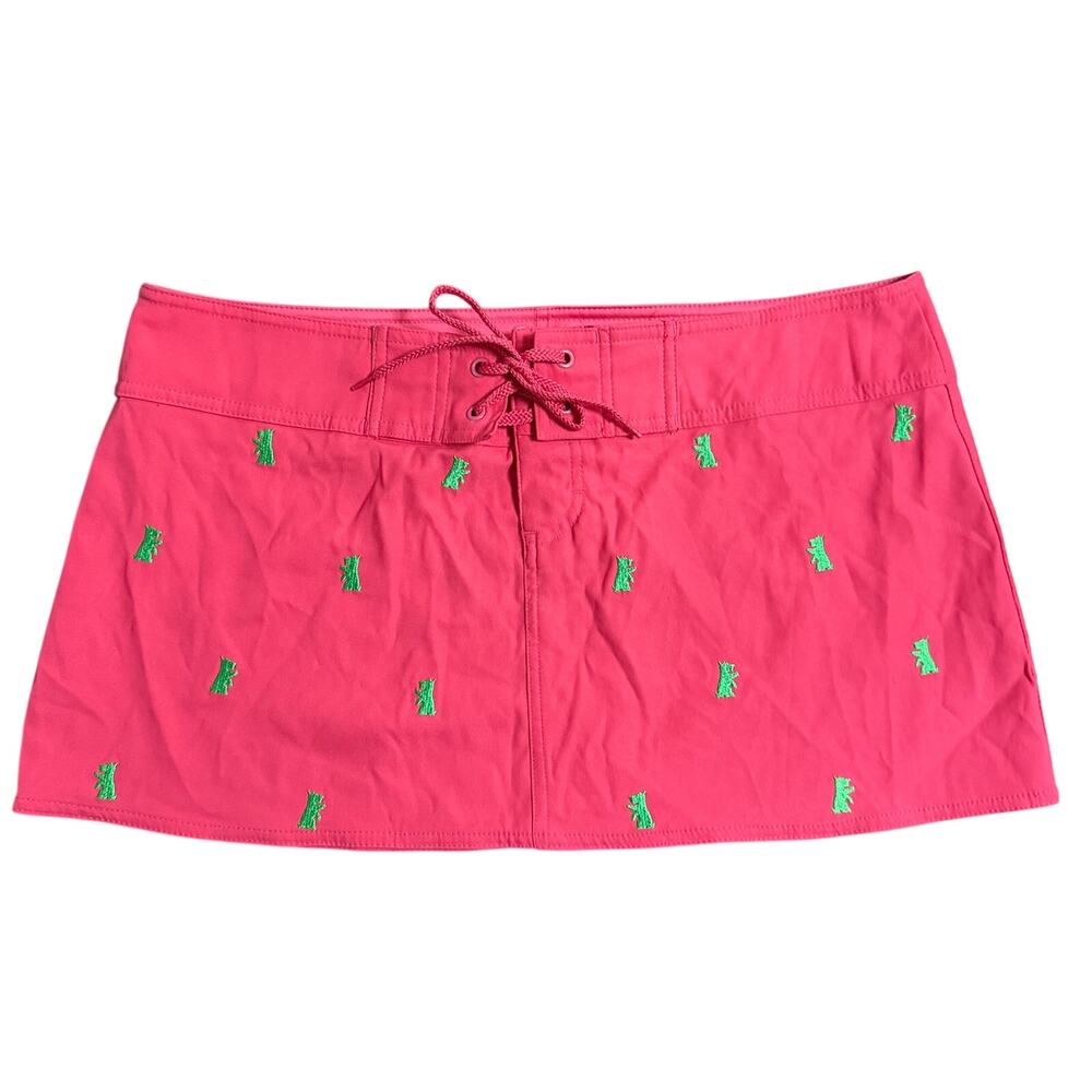 Vintage Y2K Juicy Couture Beach Pink and Green Micro Mini Skirt Size Large